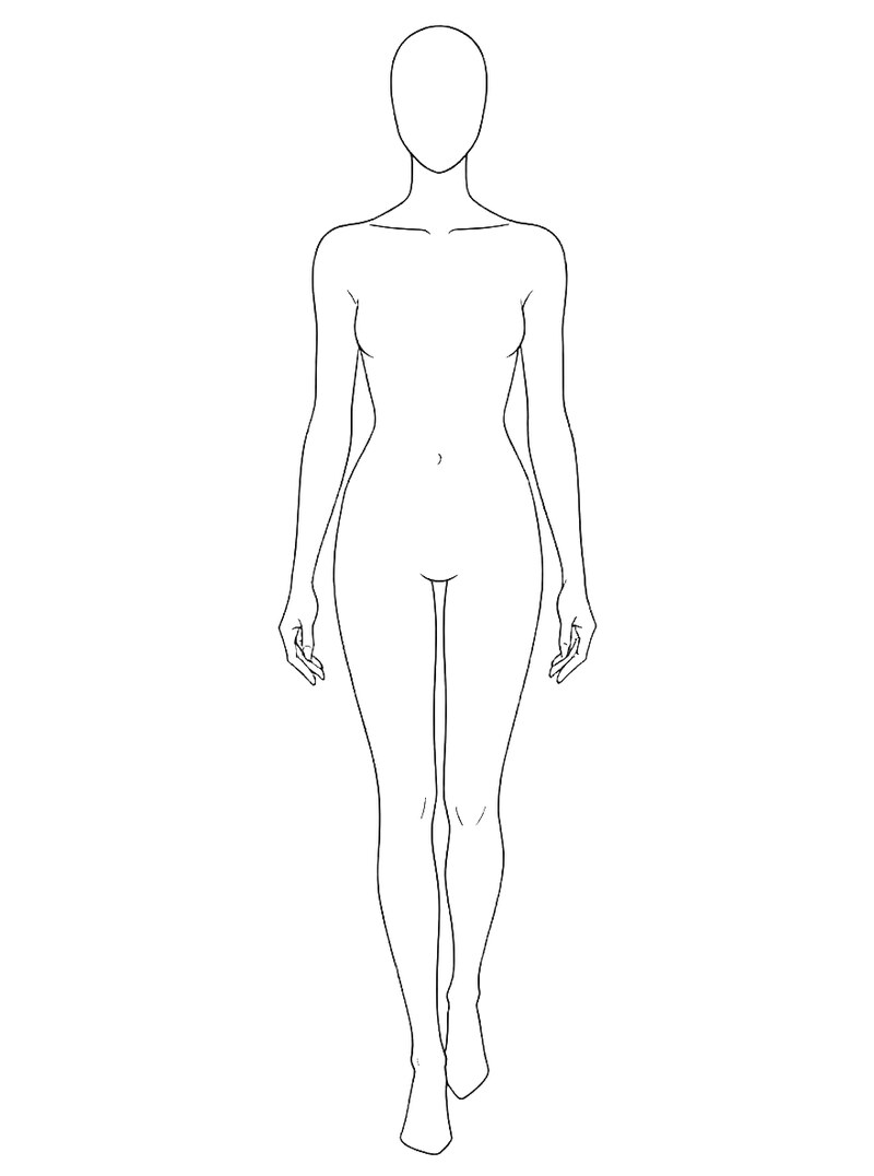 Step 1: Light pencil croquis figure outline for going-out coat